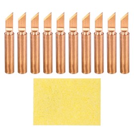 sourcing map 10 Pcs 900M Soldering Iron Tips Copper Non-Magnetic Welding Head with Cleaning Sponge Pad Replacement for Solder Station Tip (900M-T-1.5K)