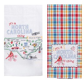 Donna's Home Emporium 2 Piece It's A State Thing Souvenir Embroidered Kitchen Dish Towel Bundle, North Carolina
