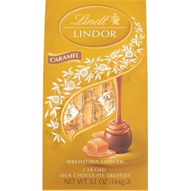 Lindt LINDOR Caramel Milk Chocolate Truffles, Milk Chocolate Candy with Smooth, Melting Truffle Center, Great for gift giving, 5.1 oz. Bag (6 Pack)