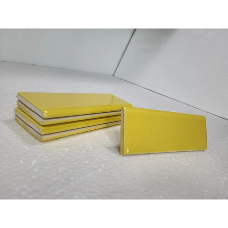 Daltile Sunflower Yellow Ceramic Tile Bullnose Backsplash Curved Edge Subway