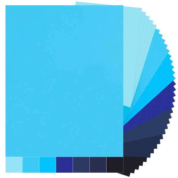 35 Sheets Blue Tones Cardstock - 8.5'' x 11'' 92lb/250gsm