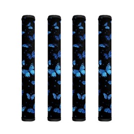 Txsniver 4 PCS Refrigerator Door Handle Covers Sturdy Neoprene Kitchen Appliance Gloves Fridge Dishwasher Oven Handle Sleeve Protector Cozy Home Decor, Butterfly Blue Black