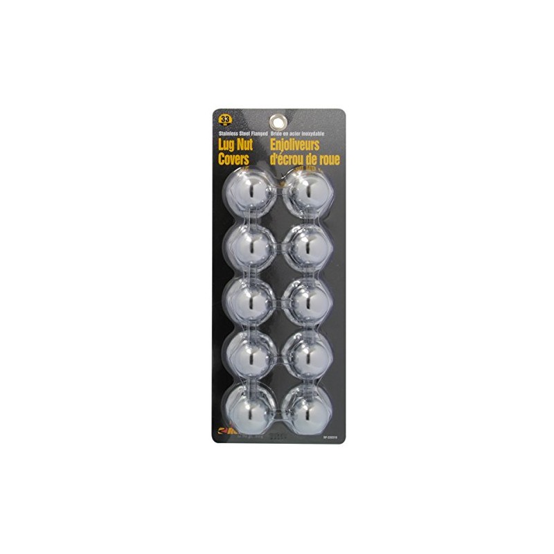 RoadPro RP-33SS10 33mm Stainless Steel Flanged Lug Nut Cover, (Pack