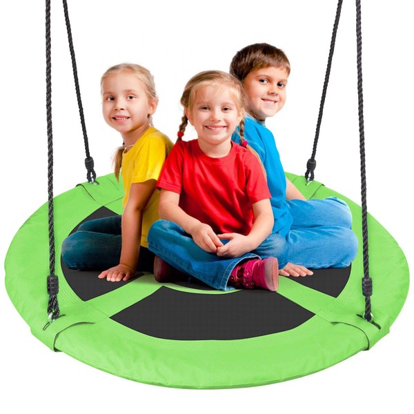 Odoland 40" Kids Waterproof Saucer Tree Swing, Large Chidren Round Platform Rope Swing, Outdoor Flying Saucer SwingSeat Great for Indoor, Backyard, Playground and Amusement Park