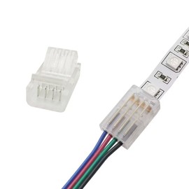 Biantie La 4 Pin Led Strip Connector 10mm RGB Strip to Wire Connectors Unwired Clips Solderless Connection for Multicolor LED Strip Lights 12V 24V (Pack of 10)