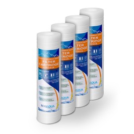 Grooved Sediment Water Filter Cartridge by Ronaqua 10"x 2.5", Four Layers of Filtration, Removes Sand, Dirt, Silt, Rust, made from Polypropylene (4 Pack, 5 Micron)