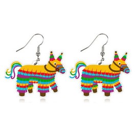 Cinco De Mayo Earrings Mexican Earrings for Women Fiesta Earrings Funny Rainbow Horse Pepper Racket Earrings Mexican Jewelry Mexican Festival Fiesta Party Jewelry Gifts (B)