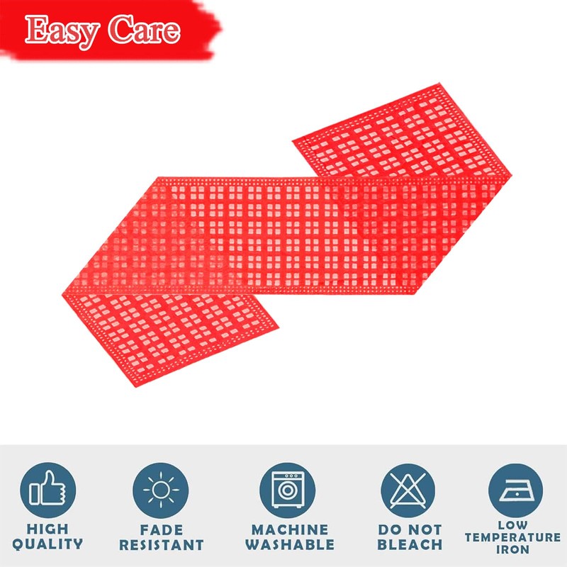 Ymsone Lace Red Checkered Table Runner 72 Inches - Home