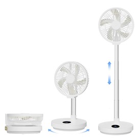Greheywos 10 inch Foldable Rechargeable Oscillating Fan, 7200mAh Battery Operated Standing Fan with Remote, 6 Speeds and timing function, Ultra-quiet Pedestal Fans for Bedroom Office Camping Travel