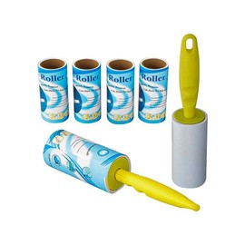 KAV Disposable Sticky Lint Roller With 5 Rolls, 60 Sheets Each 300 Sheets total- Assorted Color Handle - Cat Dog Animal Fur, Pet Hair, Dust Remover From Clothes, Furniture, Bed