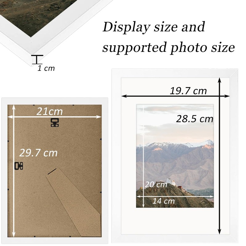 A4 Picture Frame Set of 2-21x29.7 cm, A4 White Frame