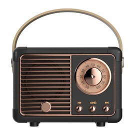 Retro Bluetooth Speaker, Retro Decor,Portable Vintage Wireless Bluetooth Speakers, Cute Old Fashion Style for Kitchen Desk Office Party Outdoor Kawaii Accessories iOS Android Smartphone (Black)