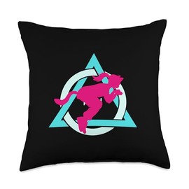 Therian quadrobics sign with jumping girl logo Therianthropy Throw Pillow