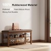 Wood 2-Tier Rectangular Shoe Rack Bench with Leather Cushion for