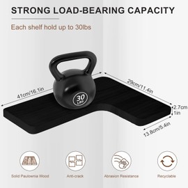 jubilander Floating Corner Shelves Set of 3, Solid Wood Picture Wall Shelf, Floating Shelves for Storage for Bedroom Kitchen Bathroom Living Room (Black)