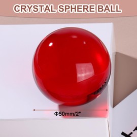 uxcell 50mm/2" Crystal Sphere Ball Glass Solid Decorative Sphere Crystal Ball Prop Ornament for Feng Shui Divination Fortune Telling Tabletop Fountain Decoration, Red