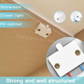 8Pcs Door Closed Light Switch Kit - On Off When Open for Activated Lights 120V Cabinet Switches Closet Electrical Switch