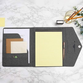 Professional Legal Notepad Portfolio, Grey Folio Notebook for Office, Business, Work, Pad Holder Folder Organizer for Documents (12.5x10)