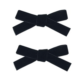 Cute 3.2" Black Assorted Velvet Bow Hair Clips for Baby Girls, Toddlers, Kids, and Teens - 2 Pack