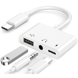 JUEJUEZI USB C to USB Adapter Headphones 3.5mm, 3 in 1 USB-C Fast Charging Adapter, Super Speed Data Transfer, Charging up to 60W