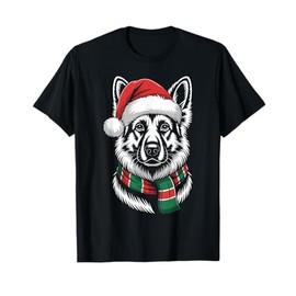 German Shepherd Dog Xmas Santa Hat Scarf Christmas Costume T-Shirt