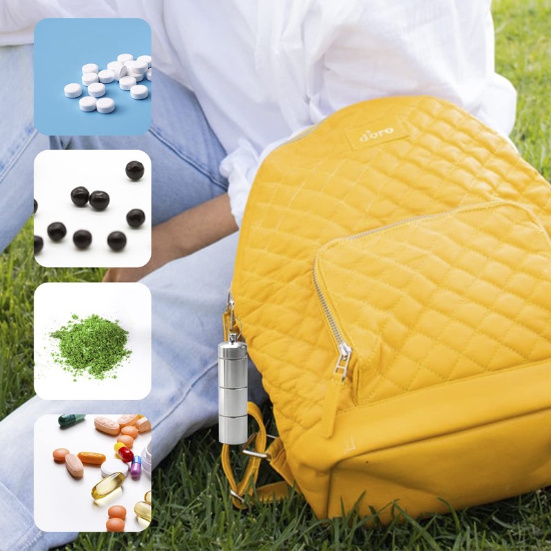 Aluminum Pill Box, Portable 3 Layers Pill Cases Waterproof Pill