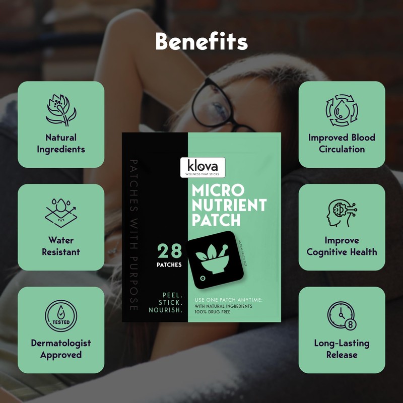 Klova Micronutrient Patch for Energy & Relaxation | Easy-Apply, Time-Release