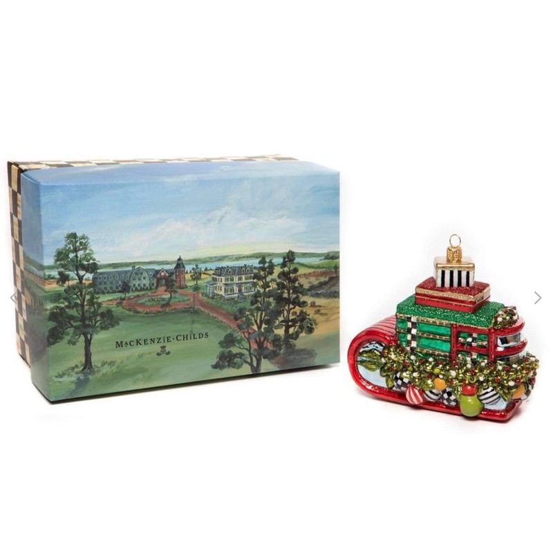 MacKenzie-Childs Glass Ornament - Christmas Sled