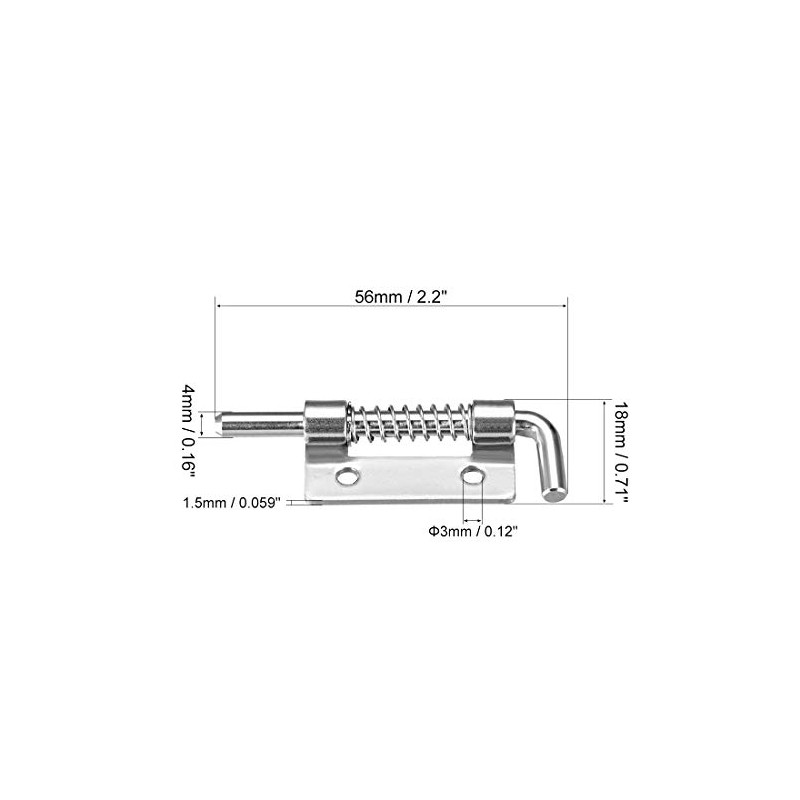 sourcing map Spring Latch, 2.2 Inch Left-Handed Stainless Steel 304