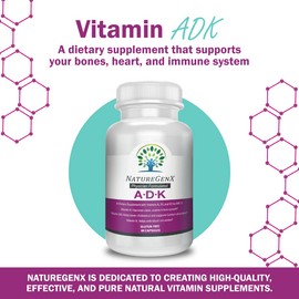NatureGenX ADK Vitamin Supplement w/ Vitamins A, D3, K2 as MK7 for Bone Heart Immune Health