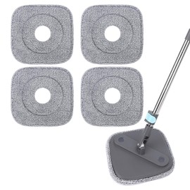 Yicotira Microfiber Mop Pads Compatible with True & Tidy True Spin Mop - Mop Replacement Pads for Square Spin Mop and Bucket - Washable Pads fit for All 9 Inch Square Spin Mop (4 Pack)