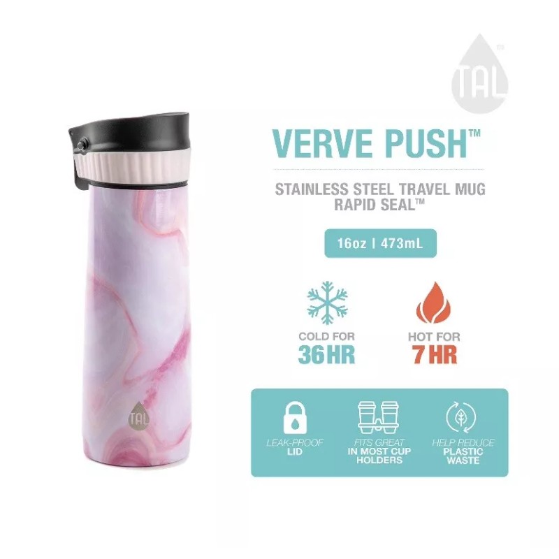 TAL 16oz Verve Push Double Wall Insulated Stainless Steel Travel