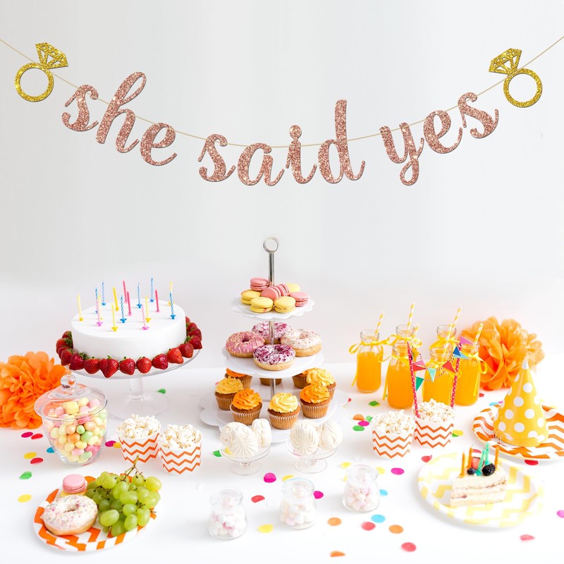 She Said Yes Banner, Bride to Be Party Decorations, Engagent,