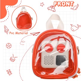 FURIMETY Clear Carrying Case Compatible with Yoto Mini Player, Bag for Yoto Mini with Carabiner, Small Travel Storage Bag for Audio Player with Detachable Shoulder Strap, Orange