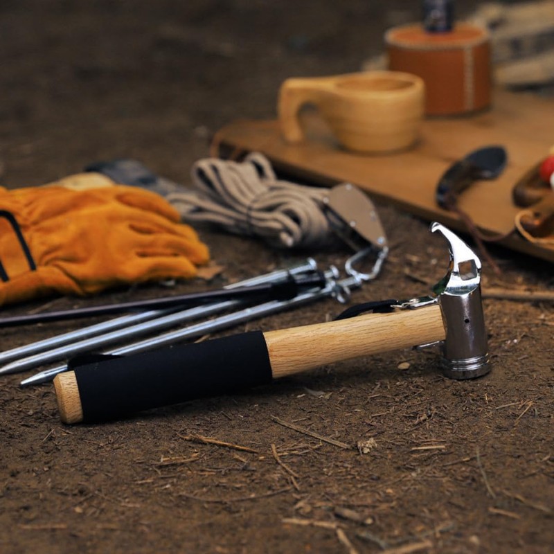 Camping Hammer for Tent Camping- High-Quality Steel & Solid Wood