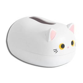 Tissue Box Cover, Cute Cat Tissue Box Holder for Kitchen, Bathroom, Bedroom, Washbasin, Home Decoration (White)