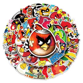 Pack of 50 Red Bird Laptop Stickers, Waterproof PVC Stickers for Skateboards, Laptops, Cars & More