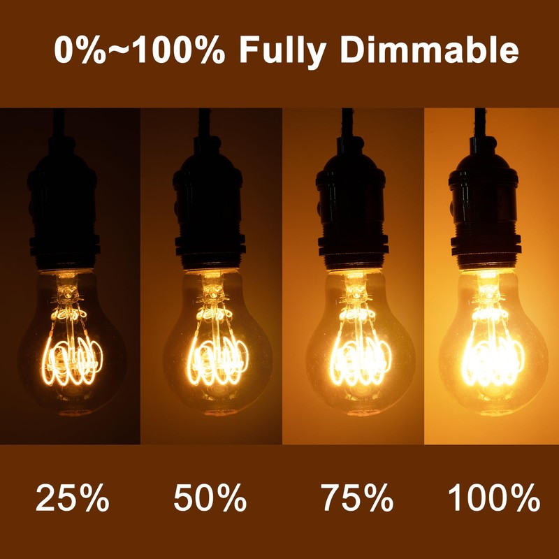Vintage LED Edison Light Bulbs, A19 4W Dimmable Edison Bulbs,
