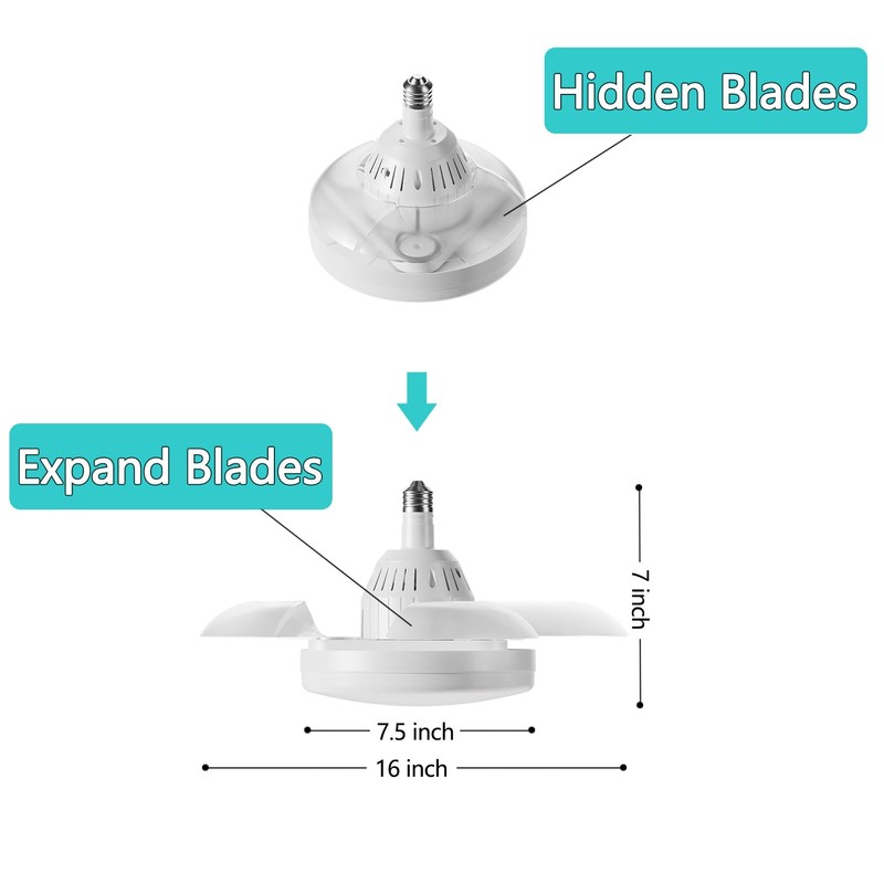 SIOLAXEN Socket Fan Light for Small Rooms Lighting,3000-6500K Dimmable Lighting