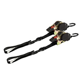 DC Cargo Mall Retractable Ratchet Strap, 2 Pack (1 inch x 10 feet w Soft tie) - Heavy Duty Tie Down Auto Retractable Ratchet Straps - Easy Self Contained Black Ratchet Strap Tie Downs for Trailers, Vehicles.