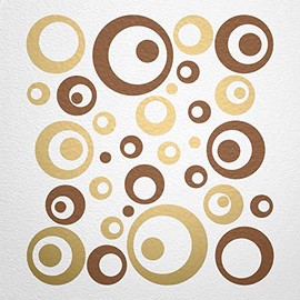 WANDfee® Wall Tattoo, Circles, Dots, 50 Stickers, Colour Choice For Children's Bedroom, Living Room, Hallway, Bathroom, Kitchen, Tile Stickers, brown