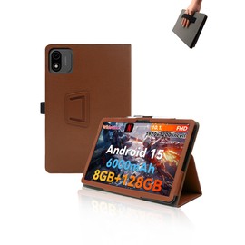 Case for Headwolf Wpad6 10 inch Android 14 Tablet 2024 New,Leather Slim Folding Stand Cover with Hand Strap Magnet for Men Women Full Protection,Brown.