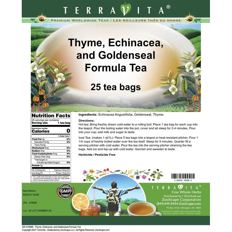 Cough and Cold Formula Tea - Echinacea, Goldenseal and Thyme