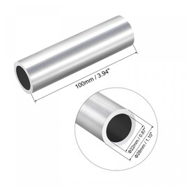 sourcing map 6063 Aluminum Round Tube 28mm OD 22mm Inner Dia 100mm Length Pipe Tubing