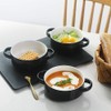 SWEEJAR Ceramic Soup Bowls with Double Handles, 20 Oz Stacked