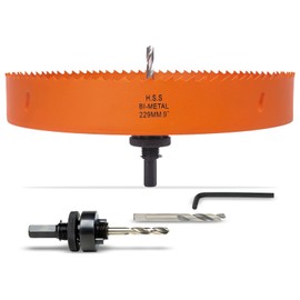 VIKITON 9 Inch Hole Saw with Arbor for Metal Wood Plastic, 9 in Bi-Metal Hole Cutter for Different Project with Smooth and Flat Drilling Edge, Fast Chip Removal, Lighter and Portable