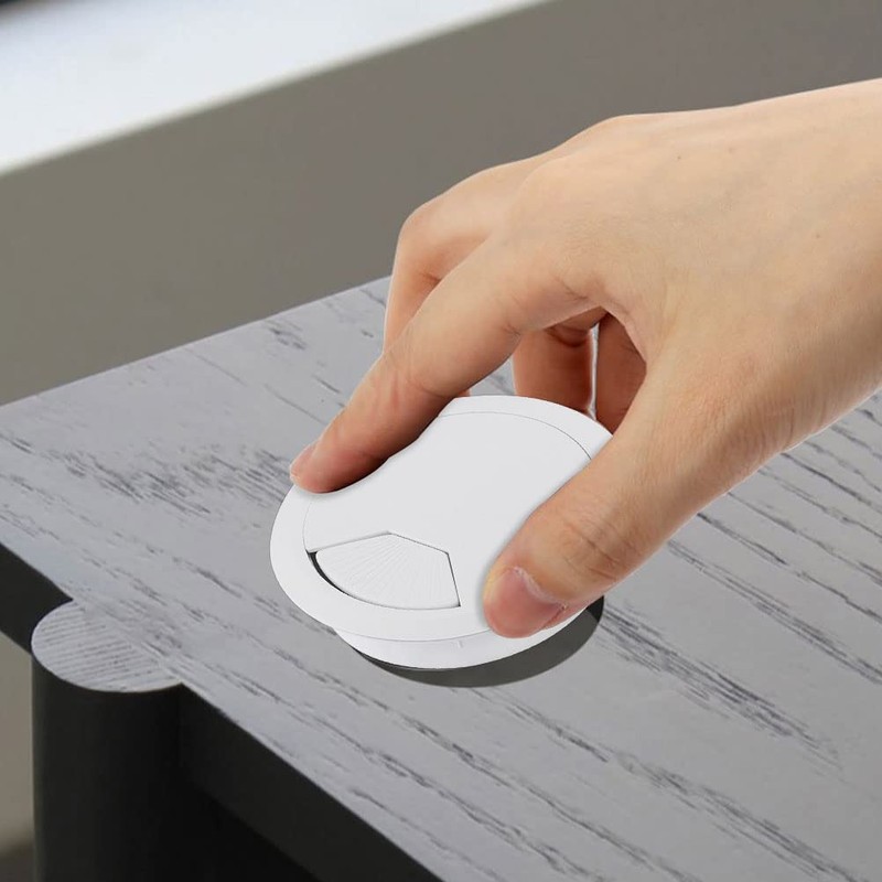 Lanjue 2PCS Desk Cable Wire Grommet, 80mm(3.15inch) White Plastic Desk