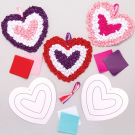 Baker Ross AT365 Heart Tissue Craft Ornament Kits - Pack of 5, Creative Valentine's Day Art And Craft Supplies For Kids To Make And Decorate