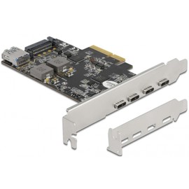 Delock PCI Express x4 Card to 4 x USB Type-C™ + 1 x USB Type-A - SS USB 10 Gbps