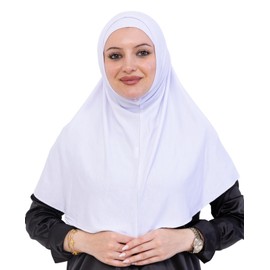Prien Chic Hijab for Women, Muslim Long Headscarf Set, Scarf with Bonnet, Turkish Islamic Clothing, Prayer Clothing for Women, Abaya, Prayer, White